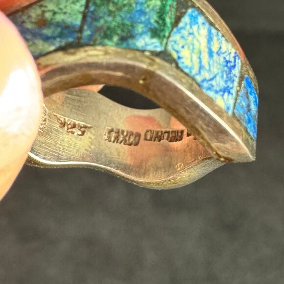 Vintage Sterling Silver and Enameled Ring Sz 6 - Picture 9 of 15